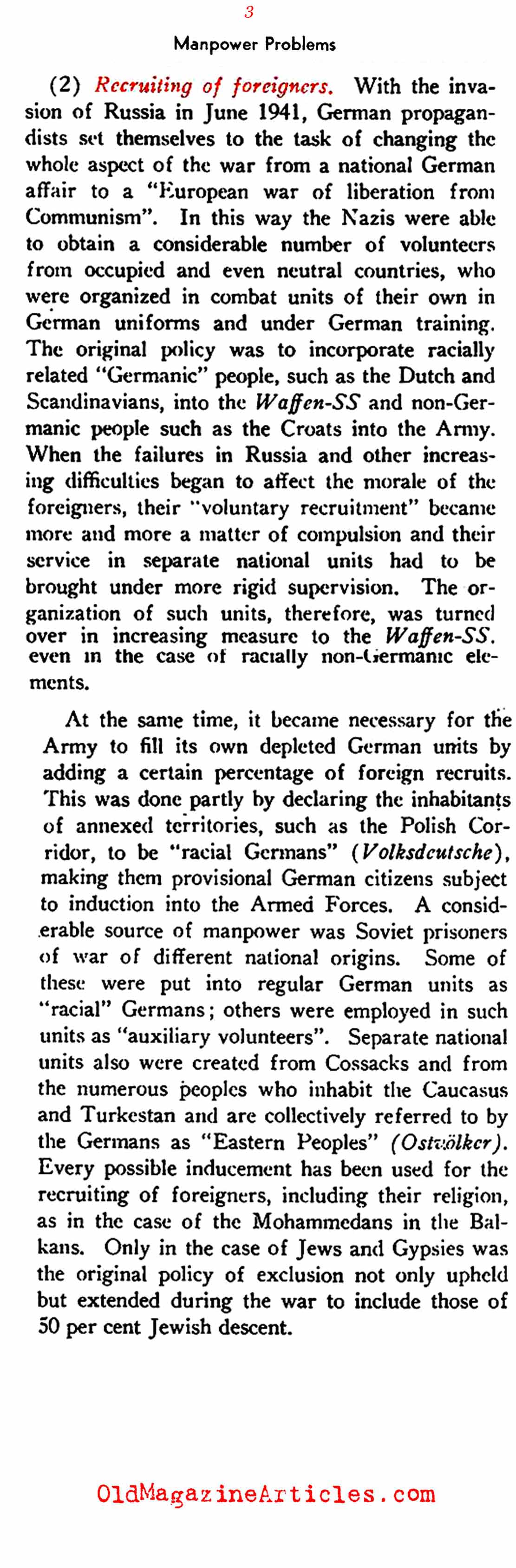 The German Draft and Manpower Supply  (U.S. Dept. of War, 1945)